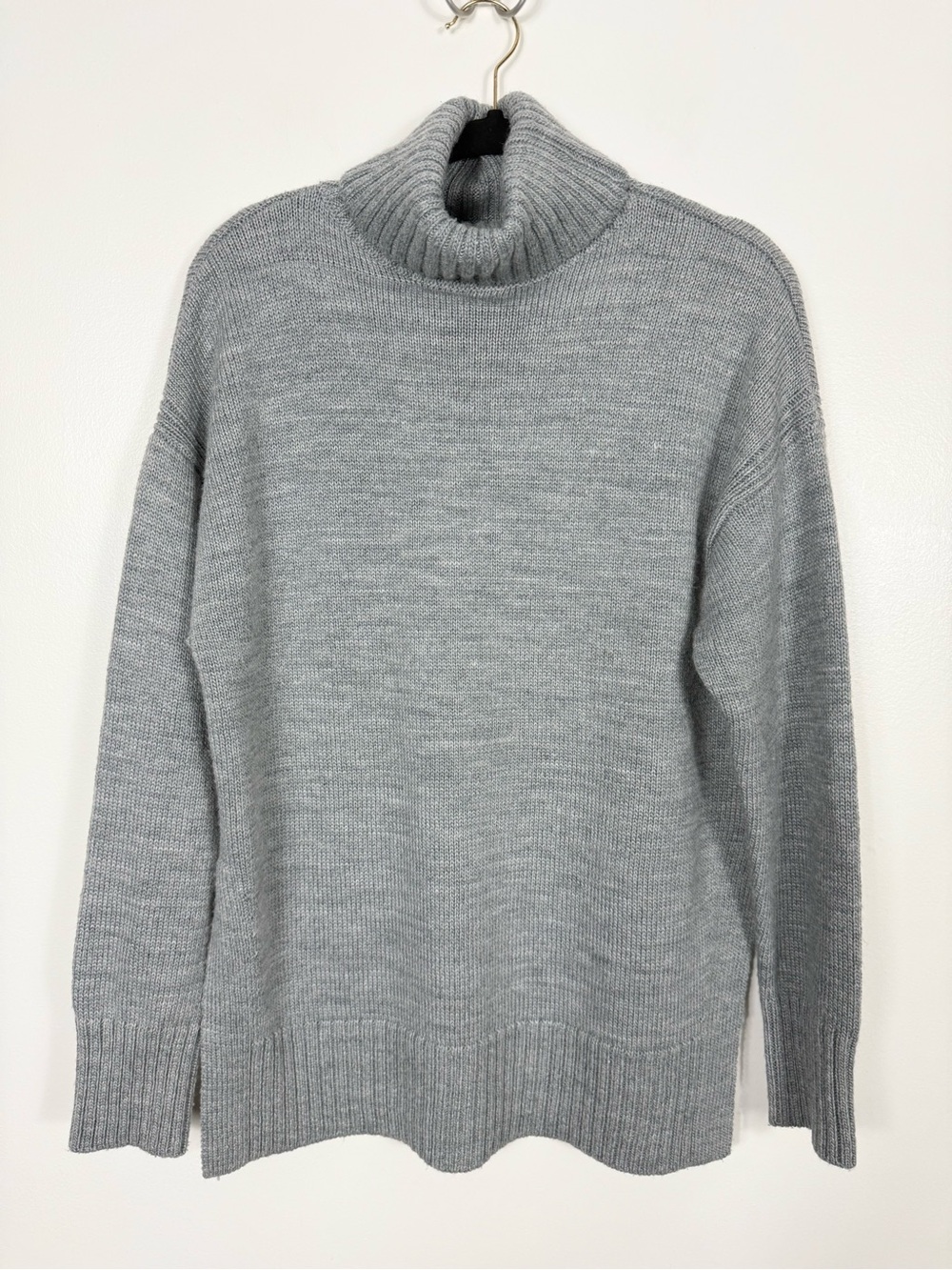 Meshki brittany high neck knit minimalist capsule gray jumper medium
